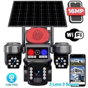 СОЛАРНА WIFI КАМЕРА SUNVISION 16MP С 3 ОБЕКТИВА + ПОДАРЪК 64GB