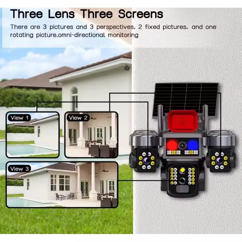 СОЛАРНА ОХРАНИТЕЛНА КАМЕРА SUNVISION – 16 MP, 3 ОБЕКТИВА, АЛАРМА , 4G – SIM КАРТА