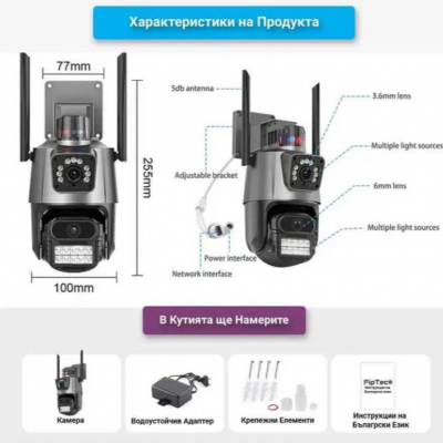 Двойна Smart WiFi IP камера LULY 2×12MP – 4K Ultra HD