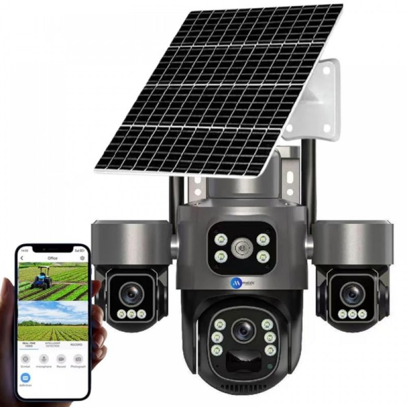 Соларна IP Камера HY-3073DS 4G – 9MP, 3 обектива, AI наблюдение